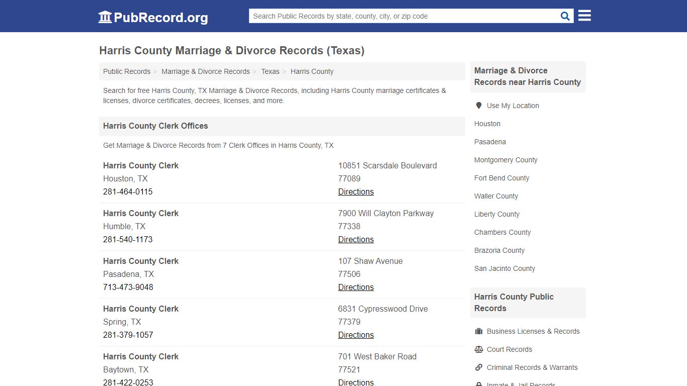 Harris County Marriage & Divorce Records (Texas)